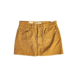 Levi's Brown Corduroy Mid Rise Mini Icon Skirt Button Fly 5 Pocket Sz 30 NWT New